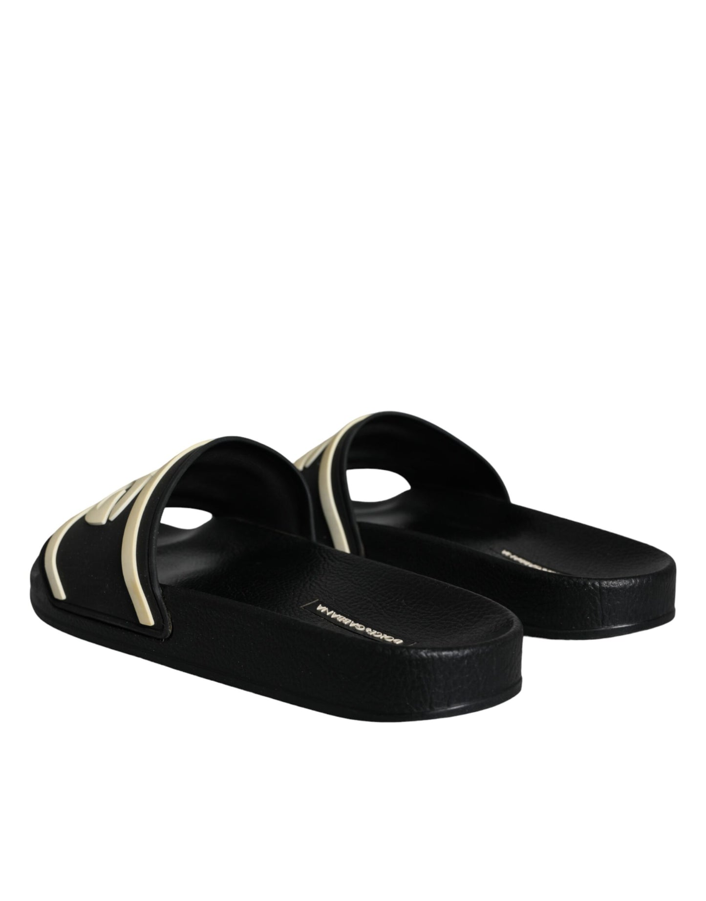 Dolce & Gabbana Black Rubber Sandals Slides Beachwear Shoes