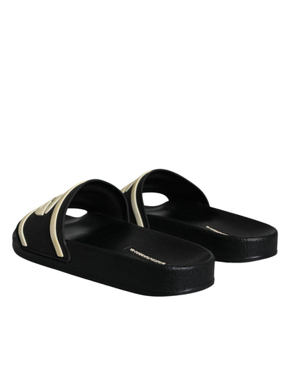 Dolce & Gabbana Black Rubber Sandals Slides Beachwear Shoes