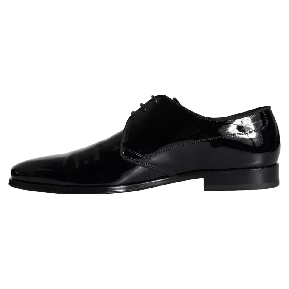 Dolce & Gabbana Black Calfskin Leather Derby Men Dress Shoes