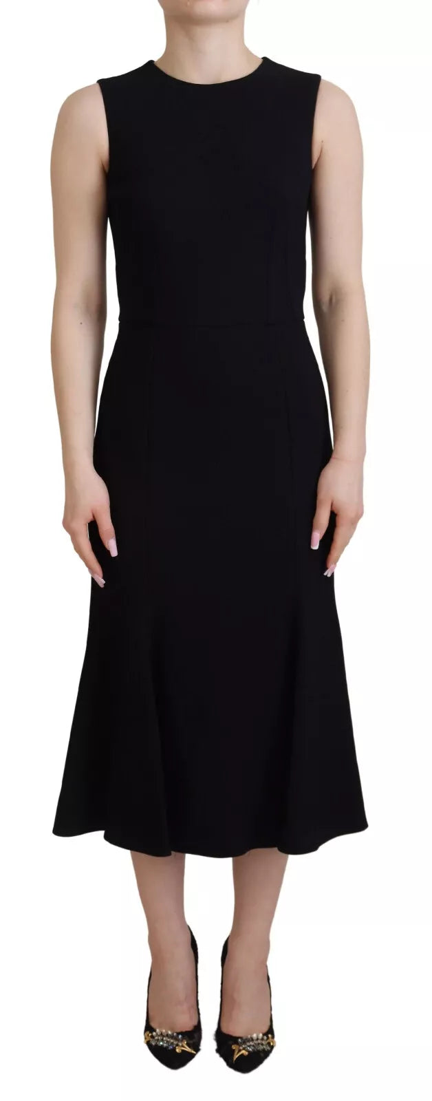 Dolce & Gabbana Black Dress Sheath Flare Viscose Dress