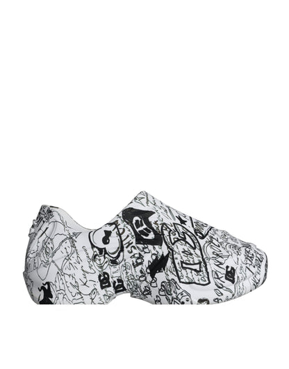 Dolce & Gabbana White Black Graffiti Daymaster Sneakers Shoes