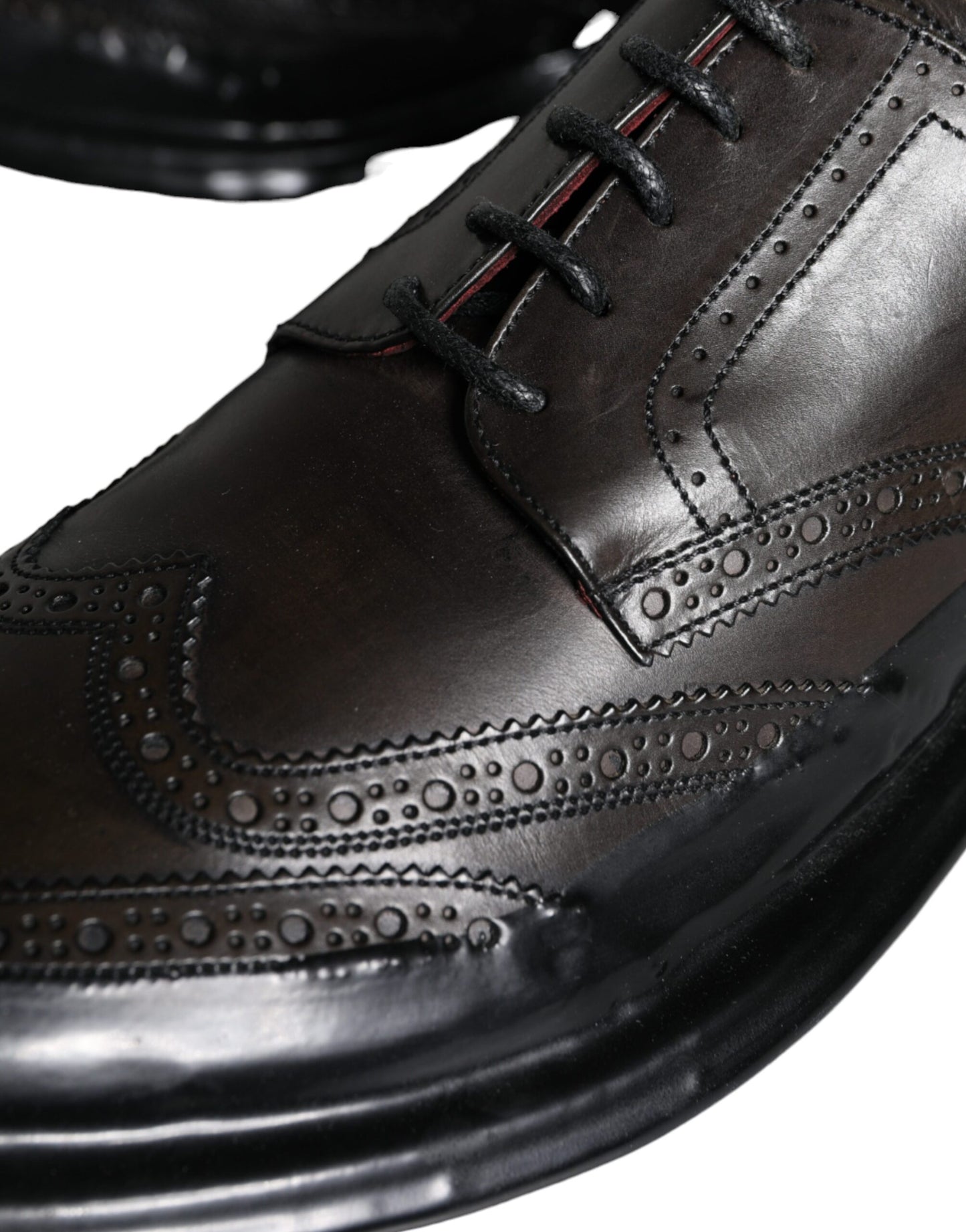 Dolce & Gabbana Black Leather Oxford Wingtip Formal Men Shoes