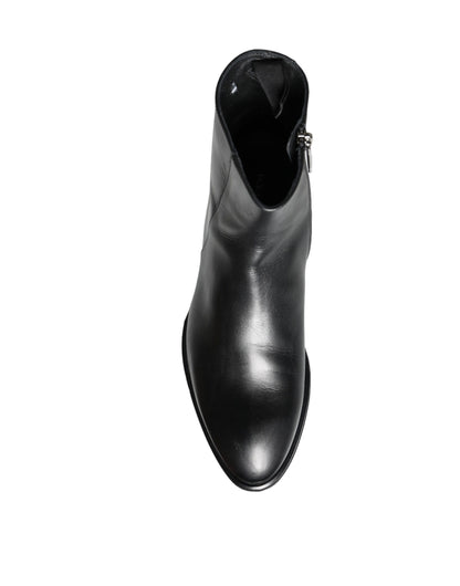 Dolce & Gabbana Black Calf Leather Men Ankle Boots Men Shoes