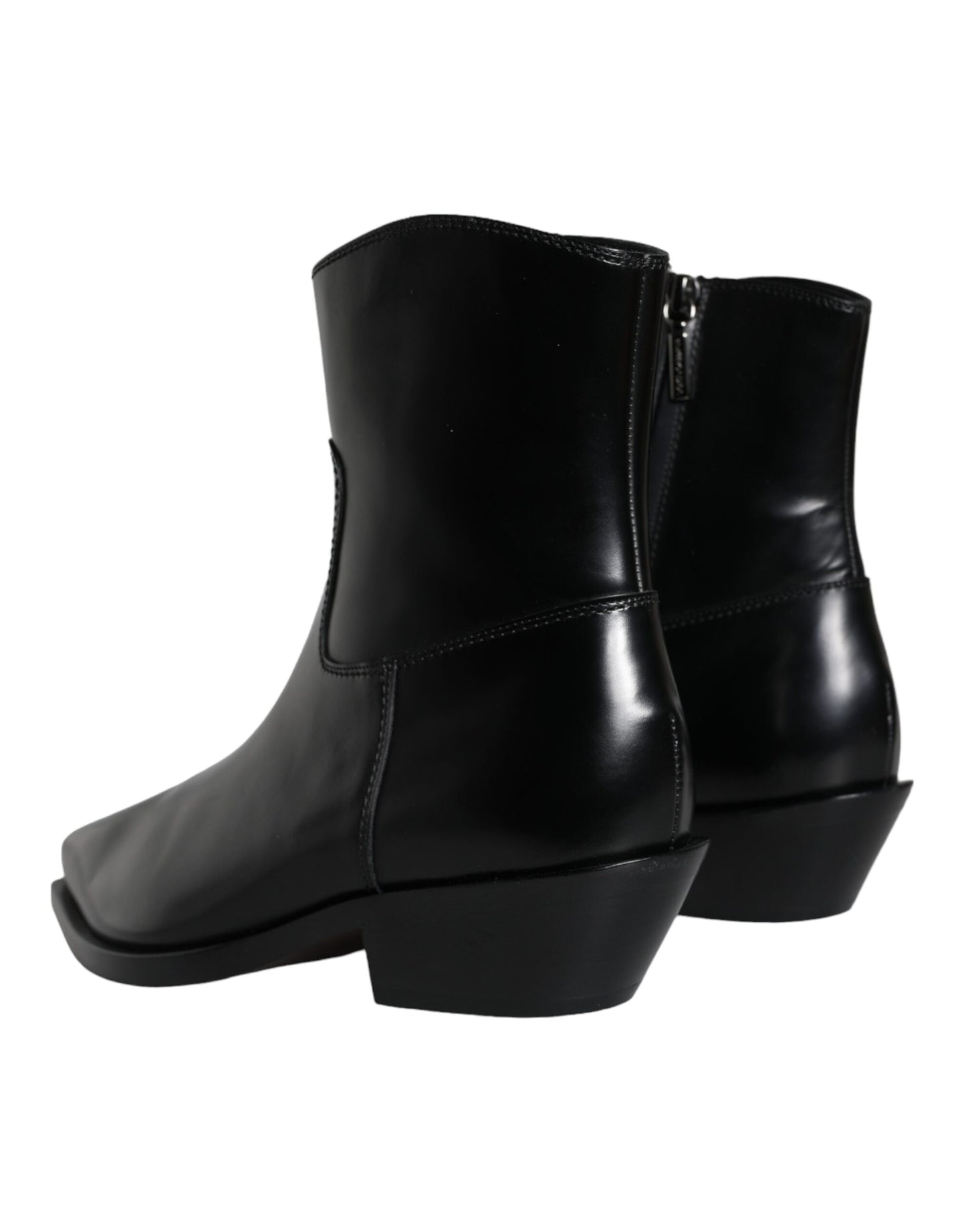 Dolce & Gabbana Black Leather Ankle Boots Booties Shoes