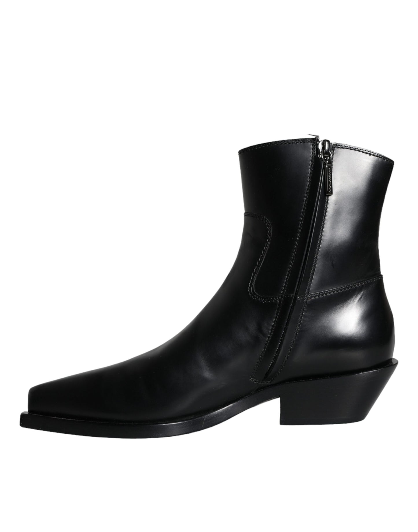 Dolce & Gabbana Black Leather Ankle Boots Booties Shoes