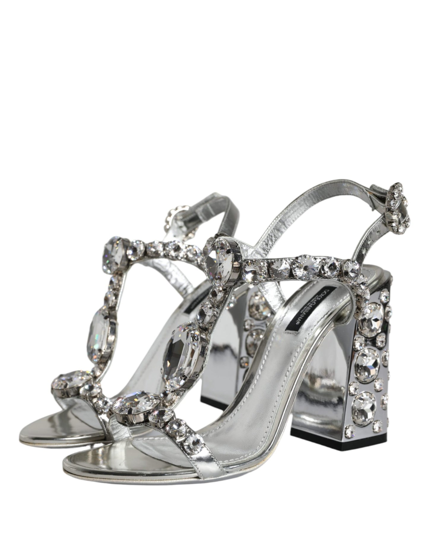 Dolce & Gabbana Silver Crystals High Heels Sandals Shoes