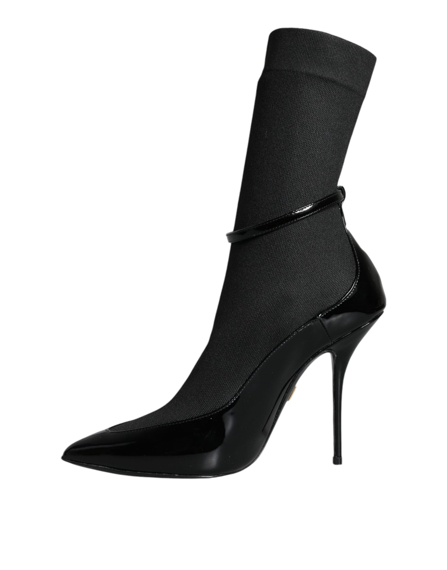 Dolce & Gabbana Black Leather Stilettos Booties Socks Shoes