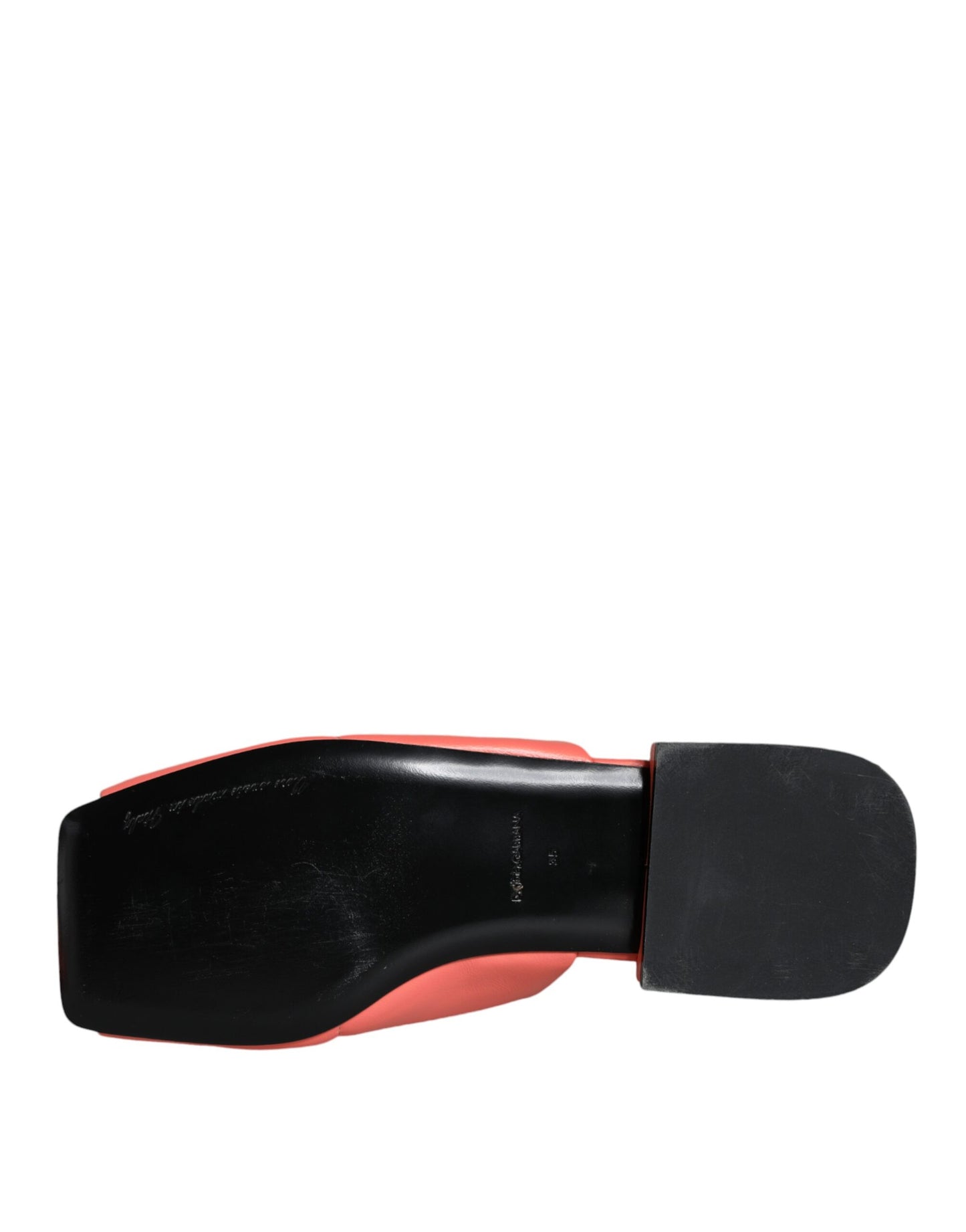 Dolce & Gabbana Pink Salmon Leather Flat Slides Sandals Shoes