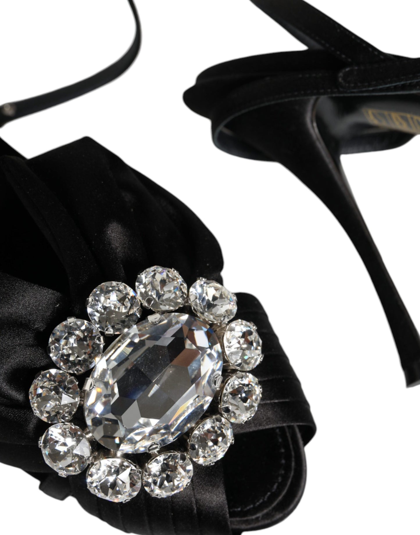 Dolce & Gabbana Black Crystal Ankle Strap Sandals Shoes