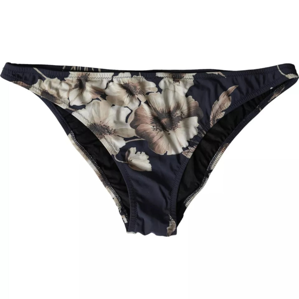 Dolce & Gabbana Black Floral Print Swimwear Beachwear Bottom Bikini