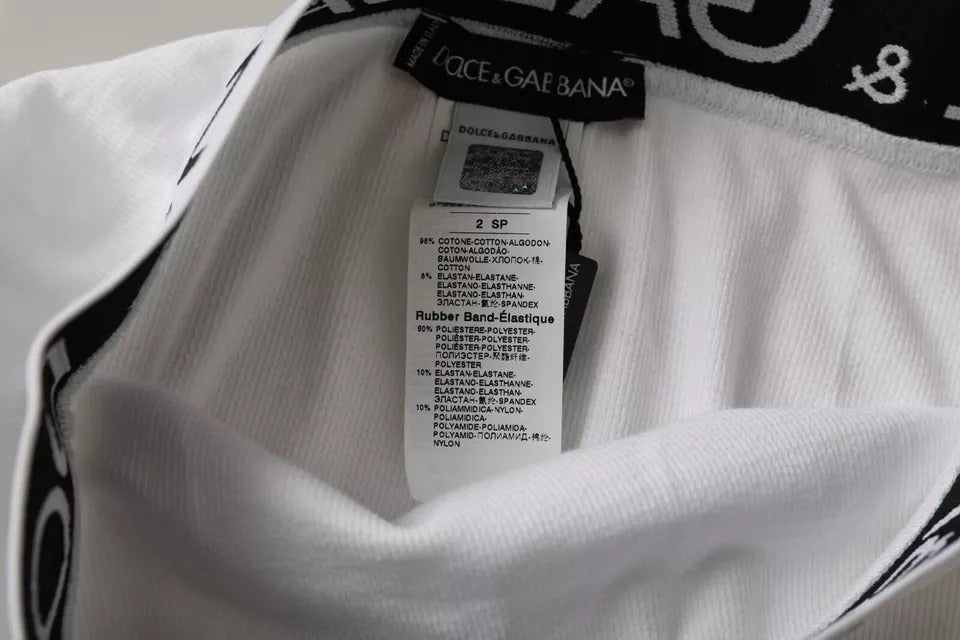 Dolce & Gabbana White Cotton Stretch Branded Logo Underwear