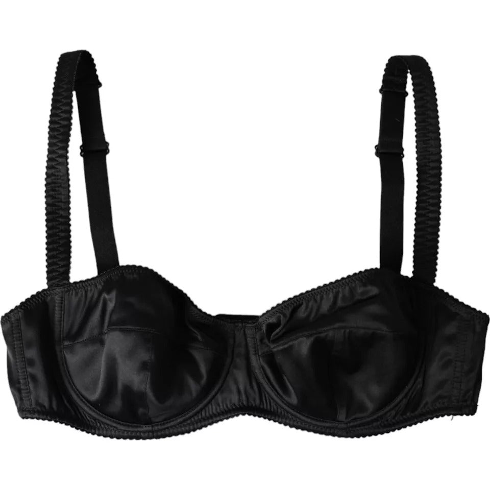 Dolce & Gabbana Black Silk Stretch Women Balconcino Bra Underwear