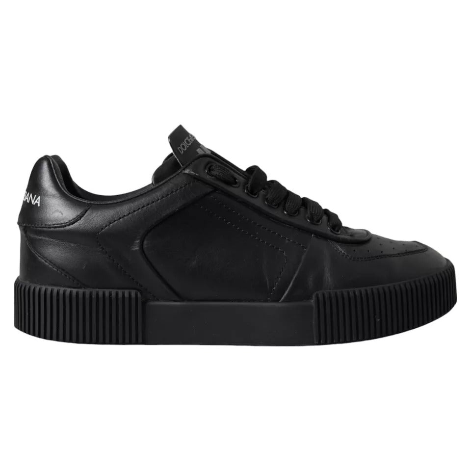 Dolce & Gabbana Black Leather Low Top Sneakers Men Shoes