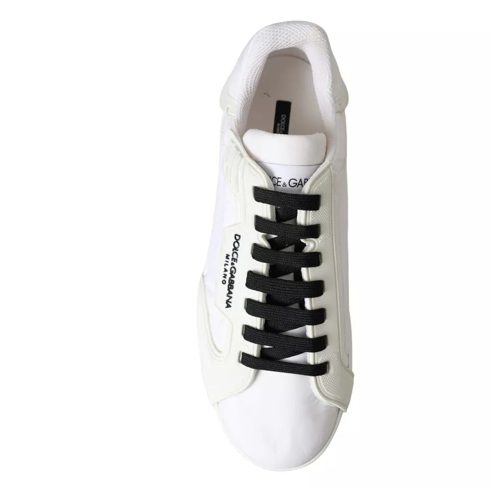 Dolce & Gabbana White Portofino Logo Low Top Trainers Sneakers Shoes