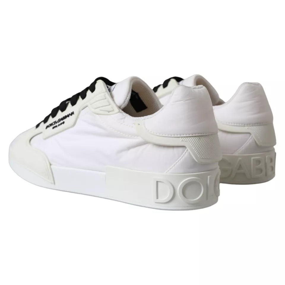 Dolce & Gabbana White Portofino Logo Low Top Trainers Sneakers Shoes