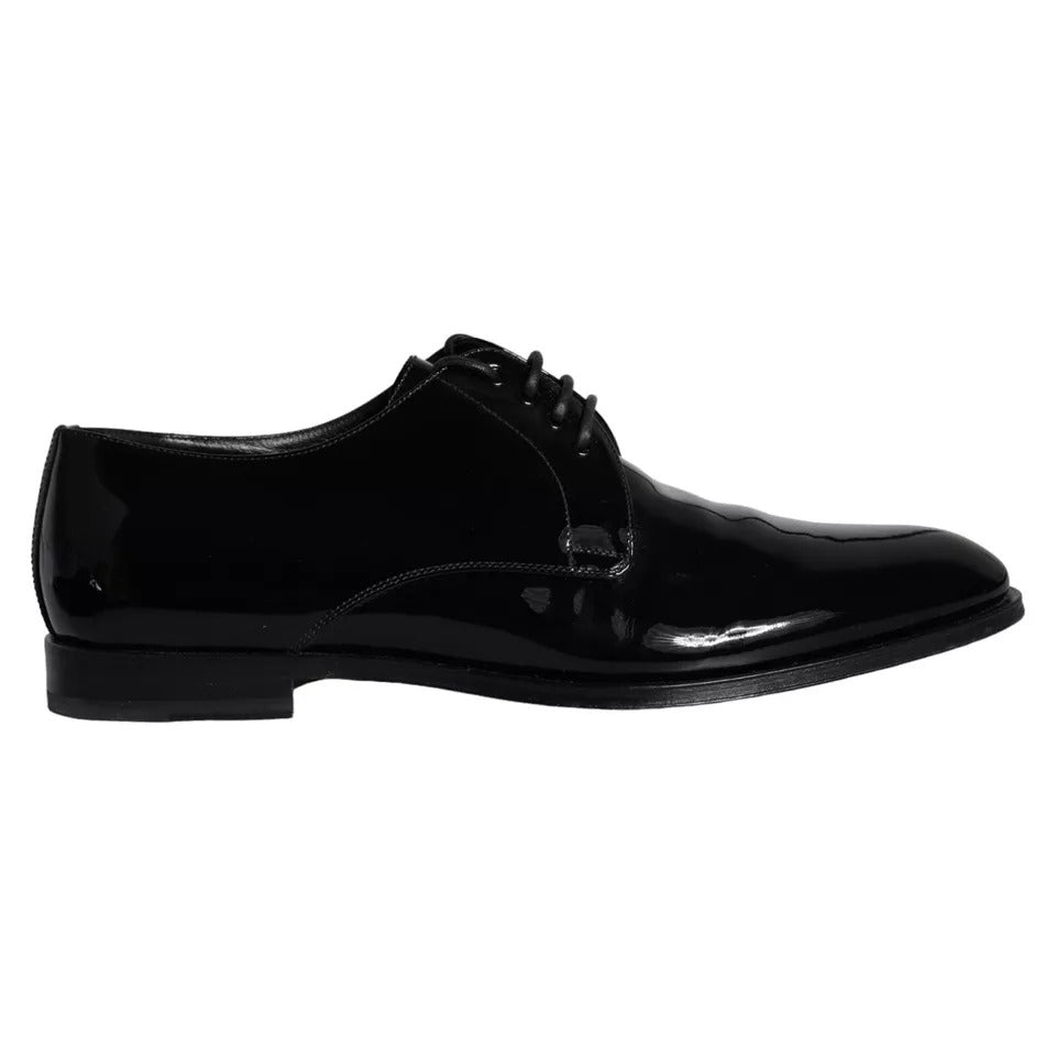 Dolce & Gabbana Black Calfskin Leather Derby Men Dress Shoes