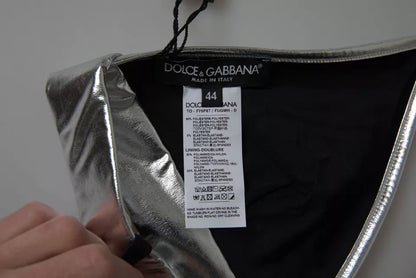 Dolce & Gabbana Silver Polyester Sleeveless Bustier Crop Top