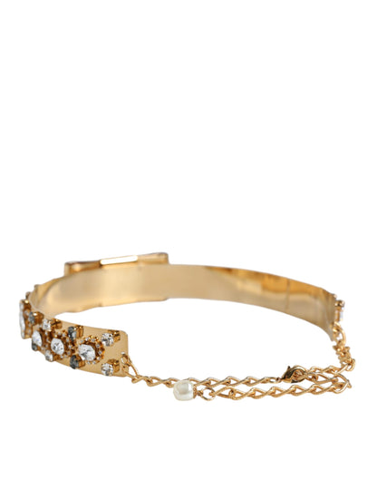 Dolce & Gabbana Gold Tone Crystal Embellished Women Waist Chain Belt