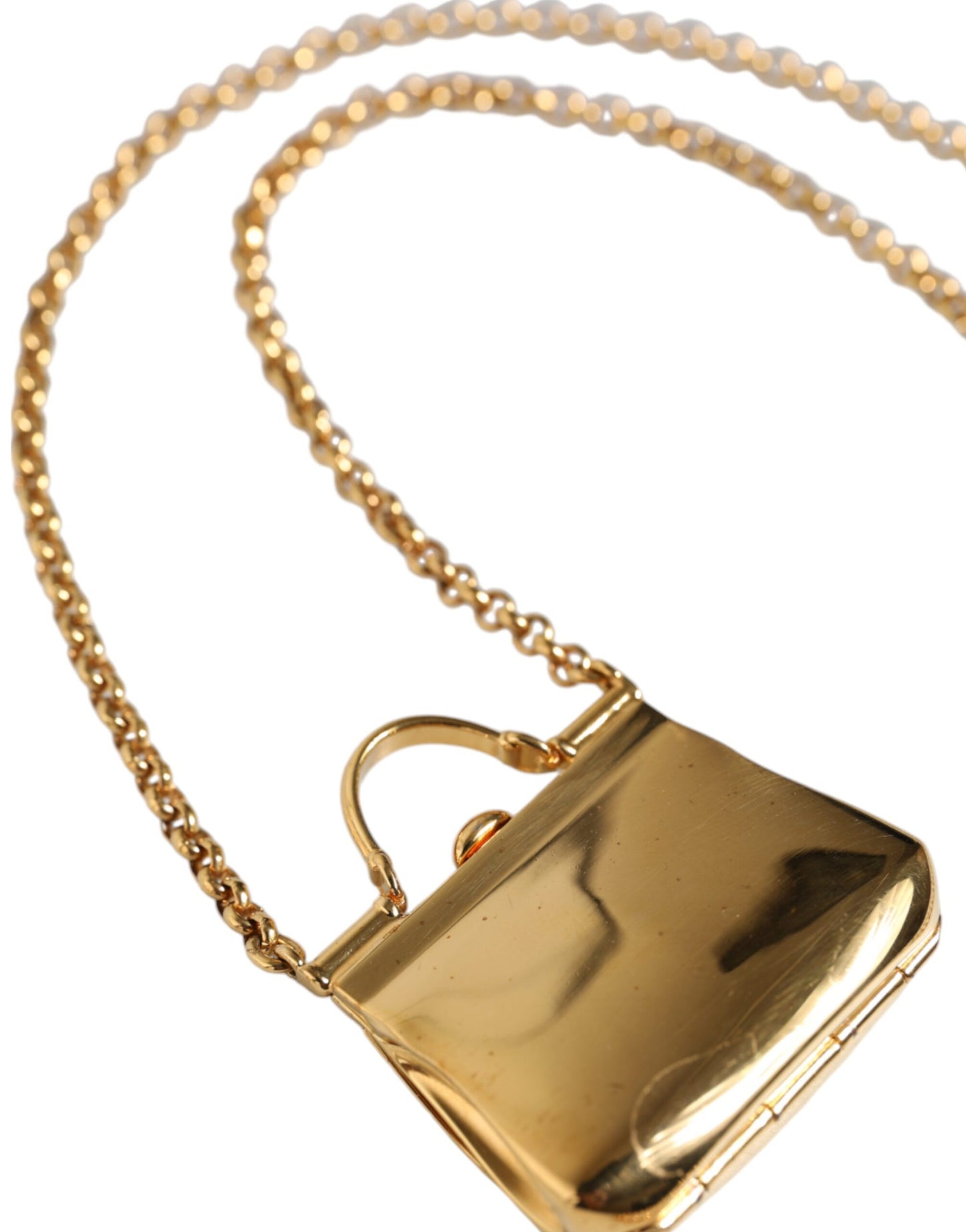 Dolce & Gabbana Gold Brass Chain Sicily Micro Bag Pendant Necklace