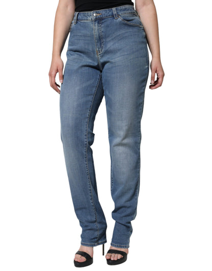 Emporio Armani Blue Washed High Waisted Skinny Women Denim Jeans