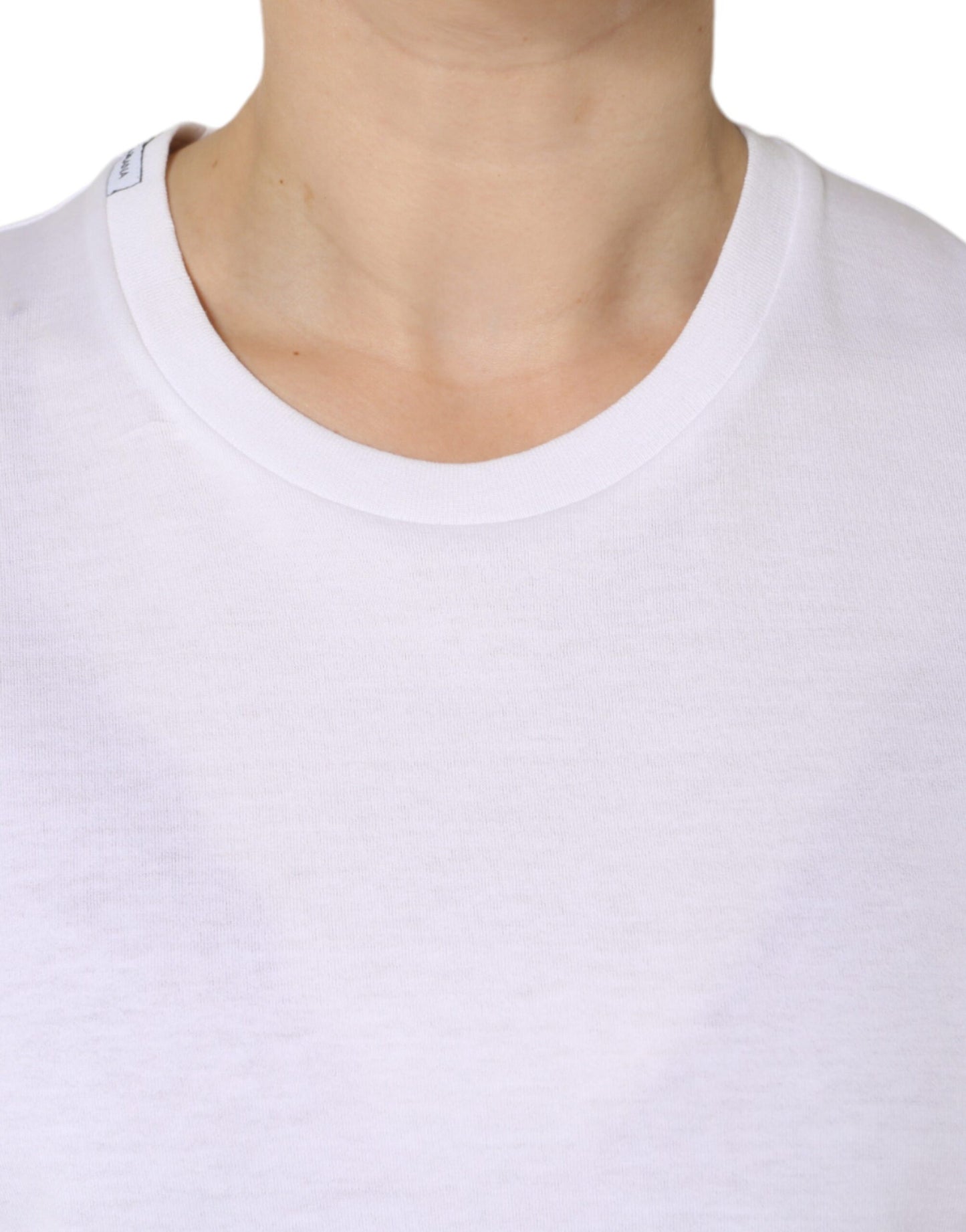 Dolce & Gabbana White Cotton Sleeveless Crew Neck T-shirt