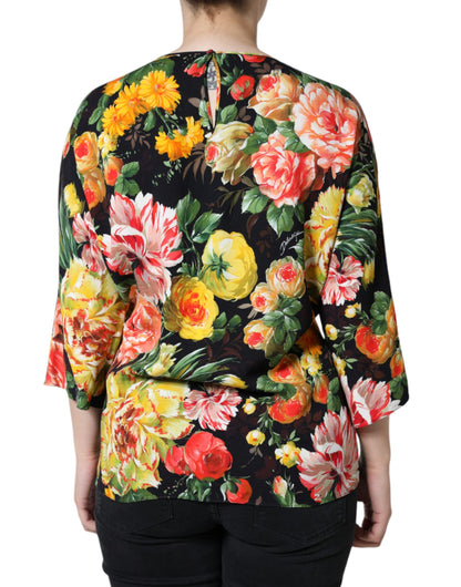 Dolce & Gabbana Multicolor Floral Viscose Round Neck Blouse Top