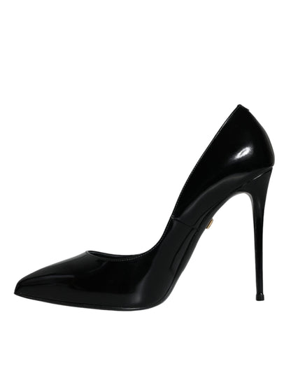 Dolce & Gabbana Black Patent Leather KATE Heels Pumps Shoes