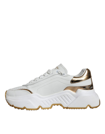 Dolce & Gabbana White Gold DAYMASTER Leather Sneakers Shoes