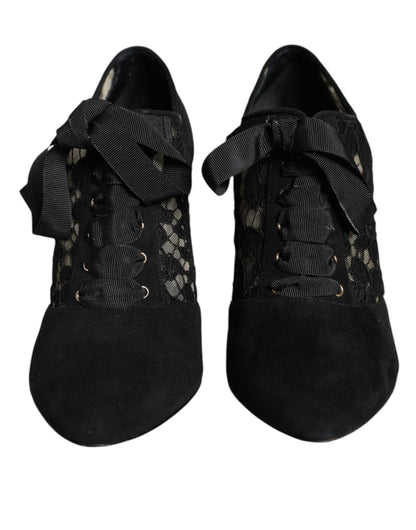 Dolce & Gabbana Black Taormina Lace Up Stretch Heels Shoes