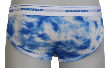 Dsquared² Blue Tie Dye Cotton Stretch Men Brief Underwear