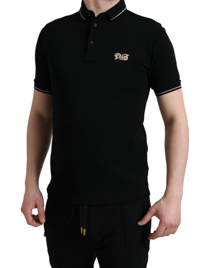 Dolce & Gabbana Black Logo Collared Short Sleeves Polo T-shirt