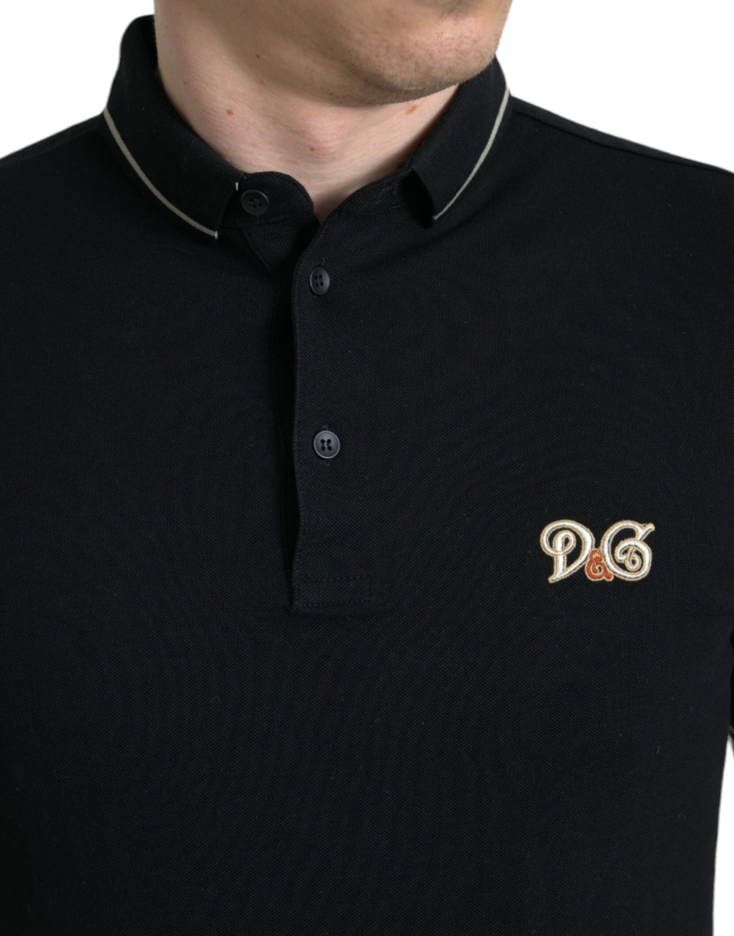 Dolce & Gabbana Black Logo Collared Short Sleeves Polo T-shirt