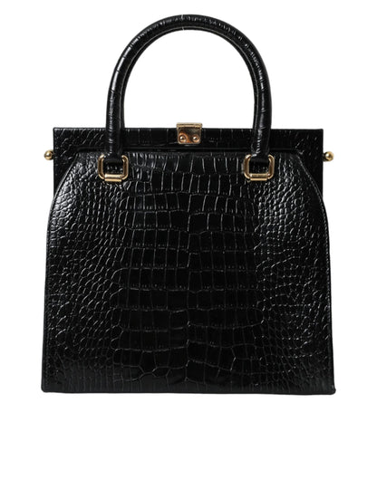 Dolce & Gabbana Black Exotic Leather Top Handle Tote Women Bag