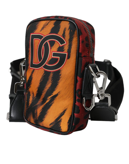 Dolce & Gabbana Multicolor Tiger Print Nylon Logo Cross Body Bag