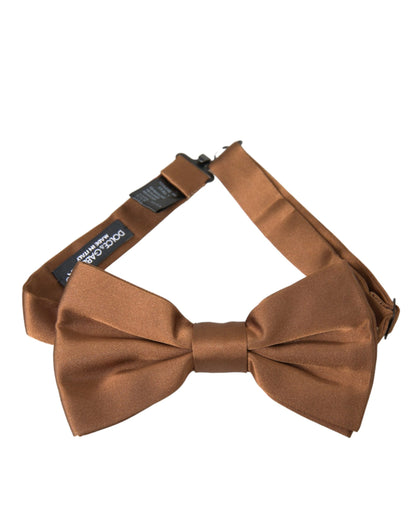 Dolce & Gabbana Brown Silk Adjustable Neck Men Bow Tie