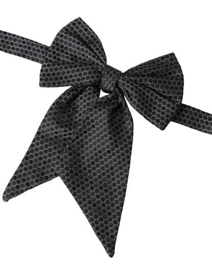 Dolce & Gabbana Black Ribbon Silk Adjustable Neck Bow Tie