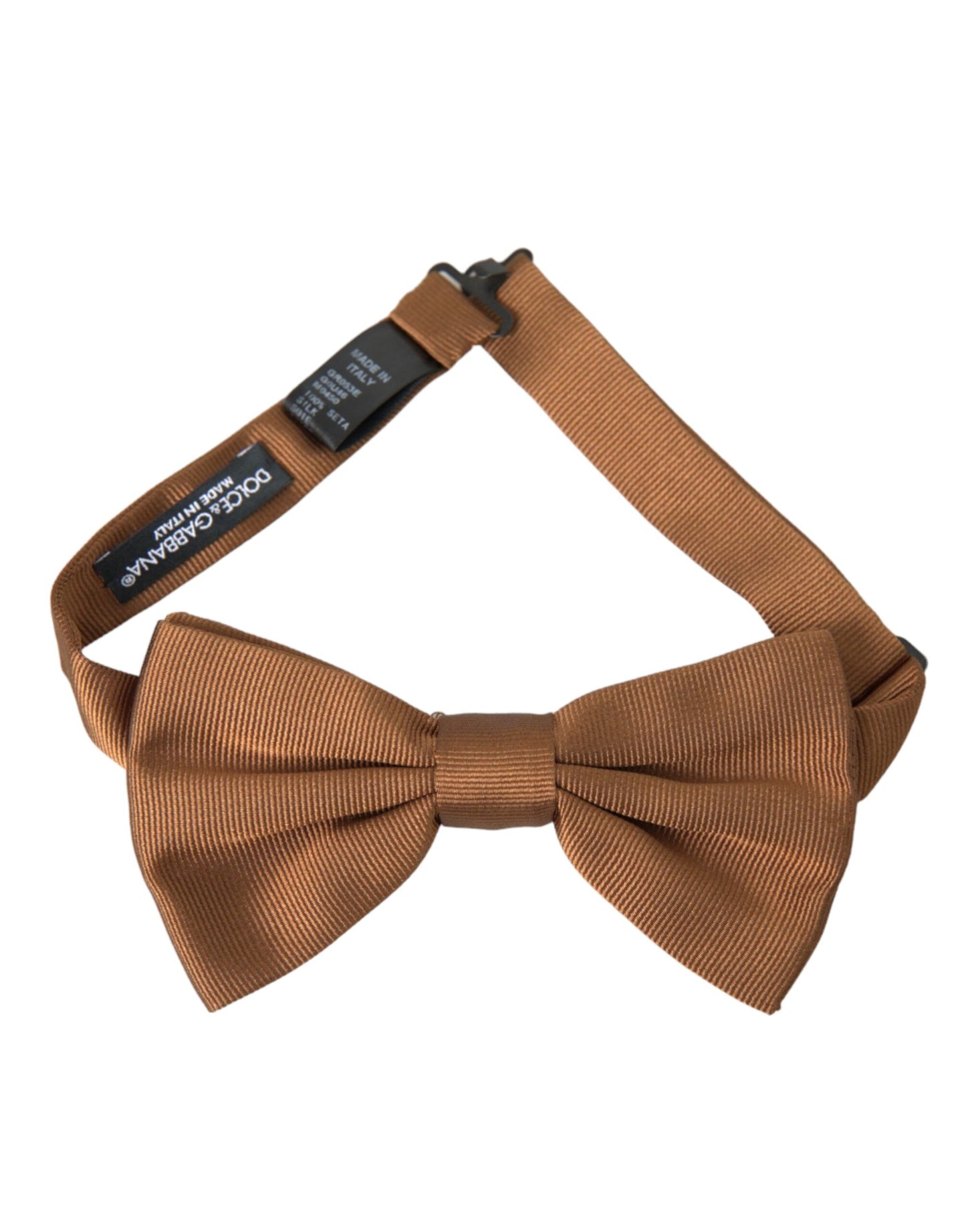 Dolce & Gabbana Brown Silk Adjustable Neck Men Bow Tie