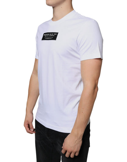 Dolce & Gabbana White Cotton DG Applique Casual T-shirt