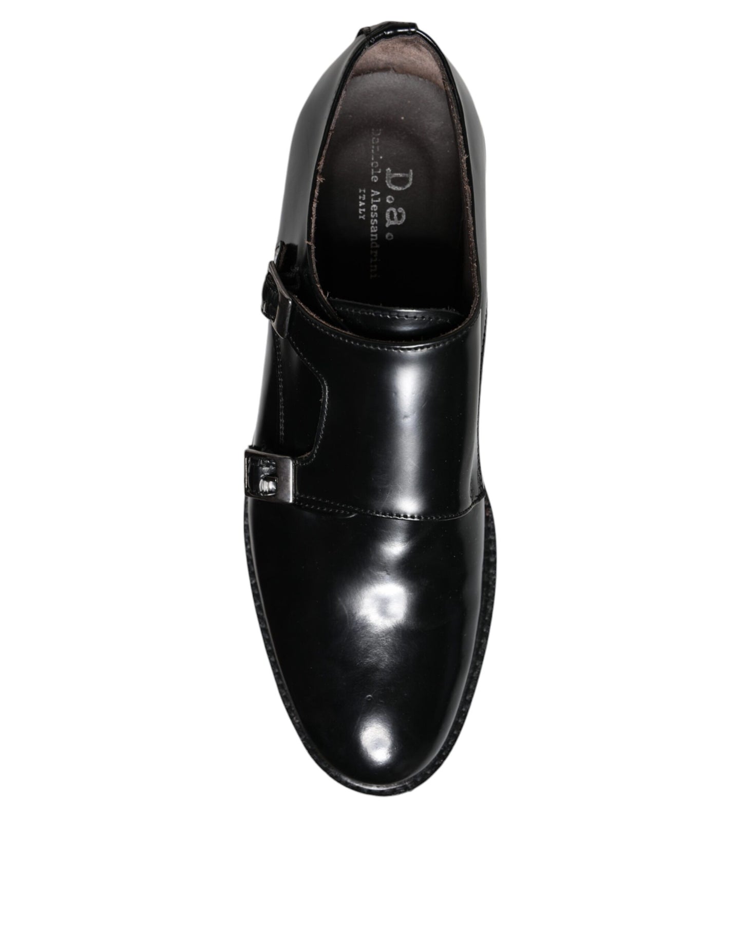 Daniele Alessandrini Black Leather Monk Strap Dress Formal Shoes