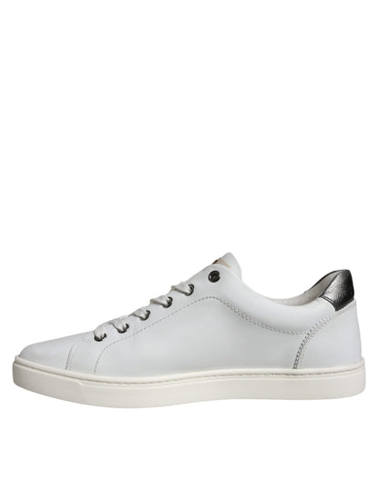 Dolce & Gabbana White Leather Heart Low Top Casual Sneakers Shoes