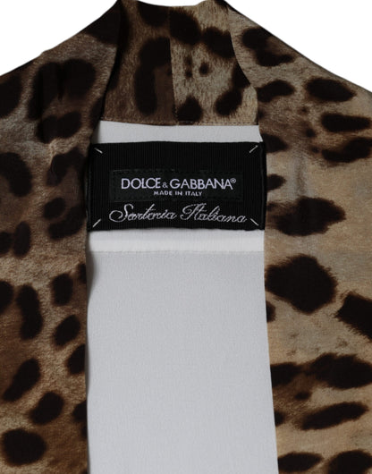 Dolce & Gabbana White Ascot Collar Long Sleeve Top Blouse