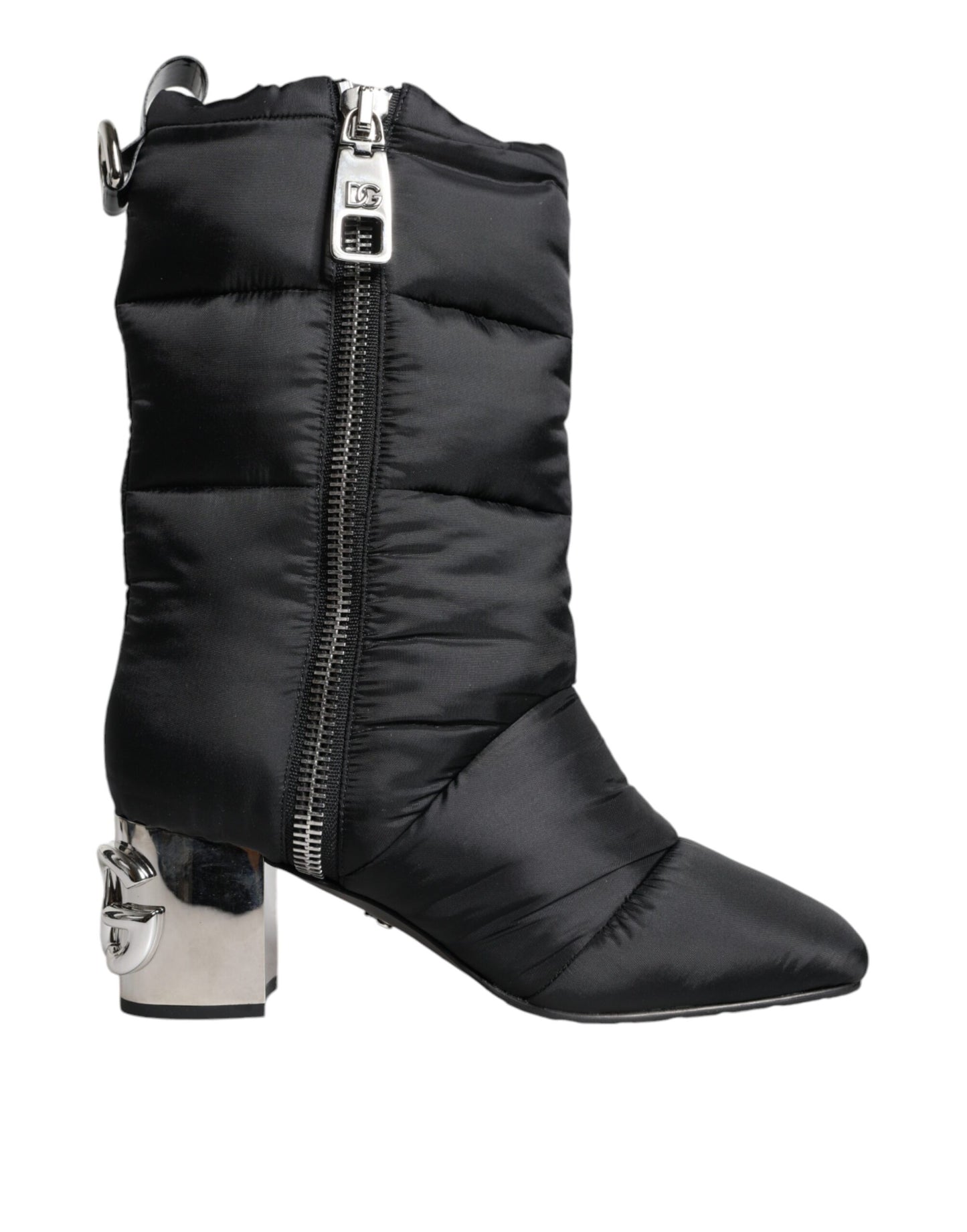 Dolce & Gabbana Black Padded DG Logo Heels Boots Shoes