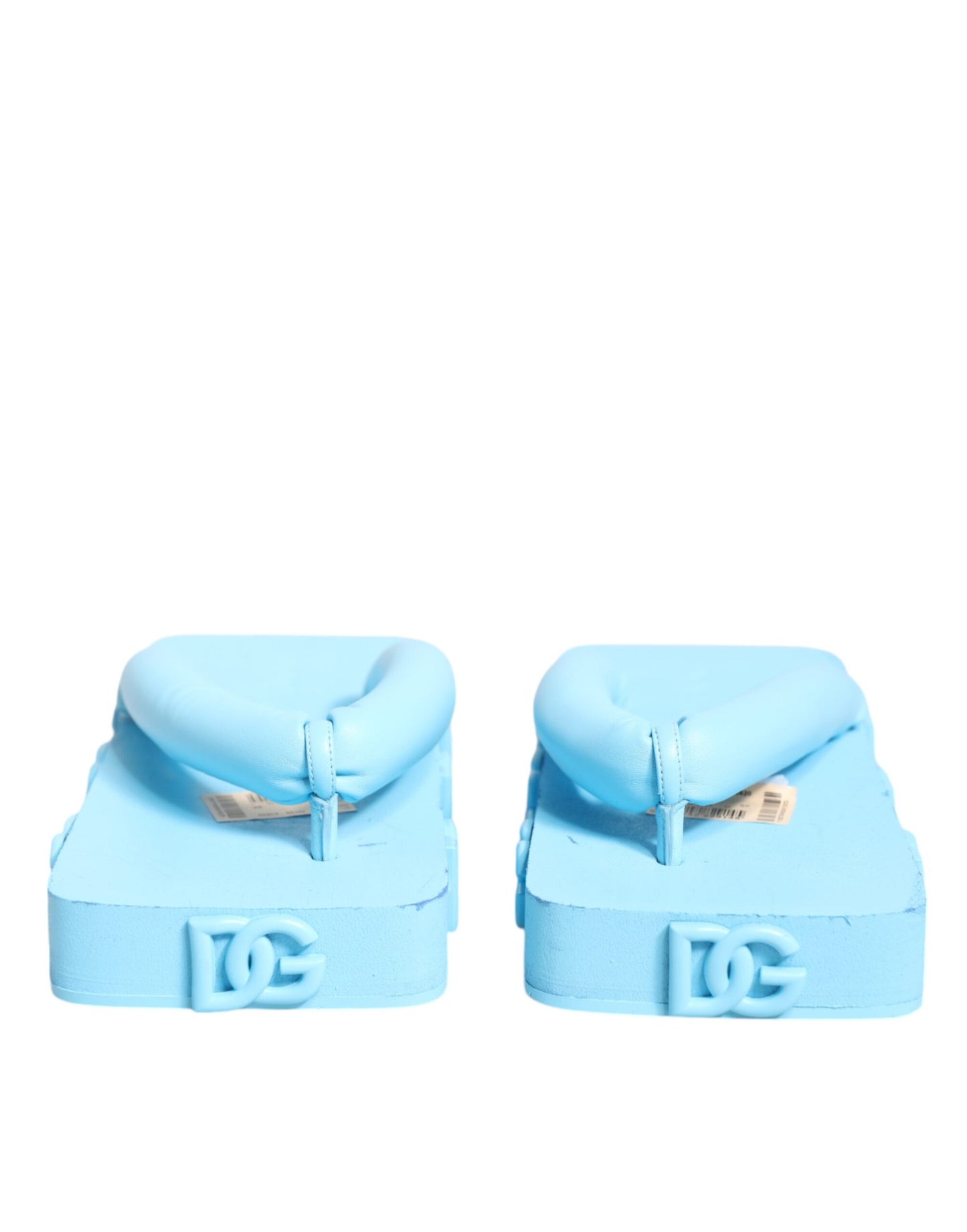 Dolce & Gabbana Light Blue Rubber Slides Flats Sandals Shoes