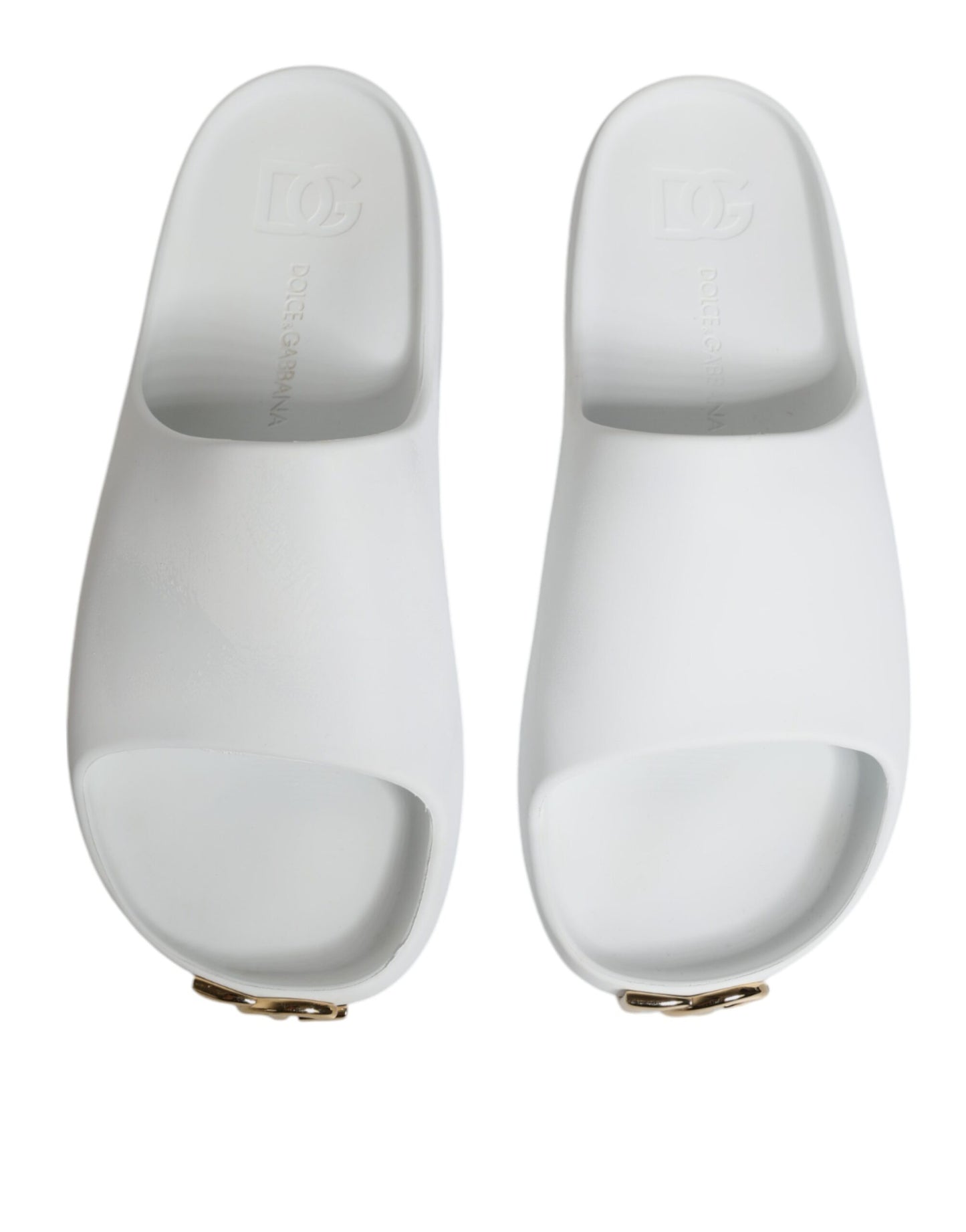 Dolce & Gabbana White Rubber Slides Sandals Beachwear Shoes