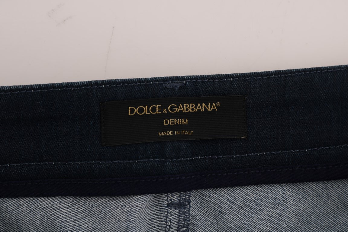 Dolce &amp; Gabbana Minifalda vaquera corta a rayas azul