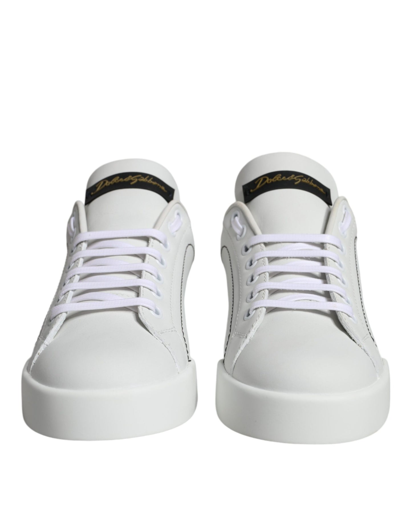 Dolce & Gabbana White Leather Portofino Low Top Sneaker Shoes