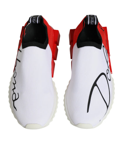 Dolce & Gabbana White Red Low Top Sorrento Men Sneakers Shoes