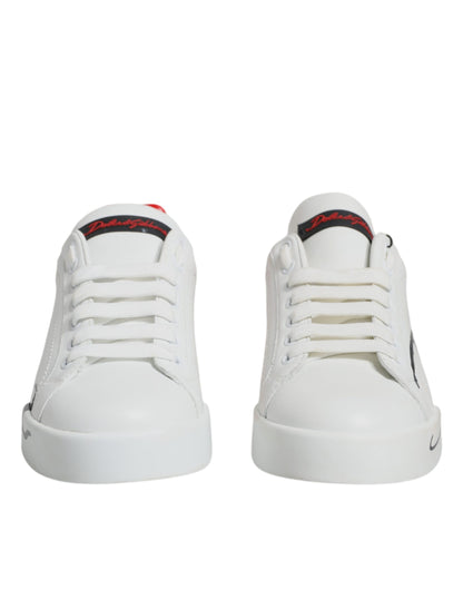 Dolce & Gabbana White Red Portofino Low Top Sneakers Shoes