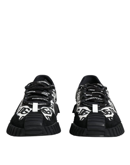 Dolce & Gabbana Black Logo Lace Up Low Top NS1 Sneakers Shoes