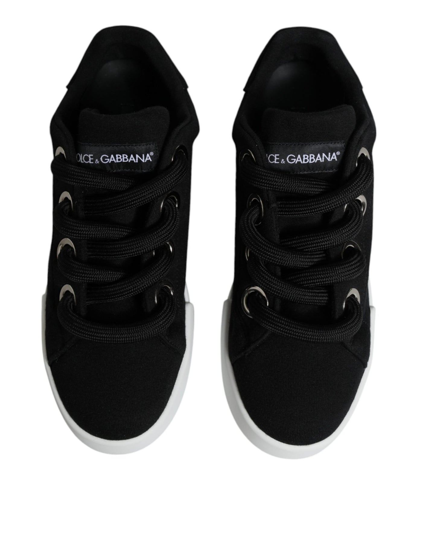 Dolce & Gabbana Black White Portofino Low Top Sneakers Shoes